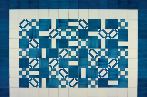 GEOMÉTRICO Azul e Branco 154X210