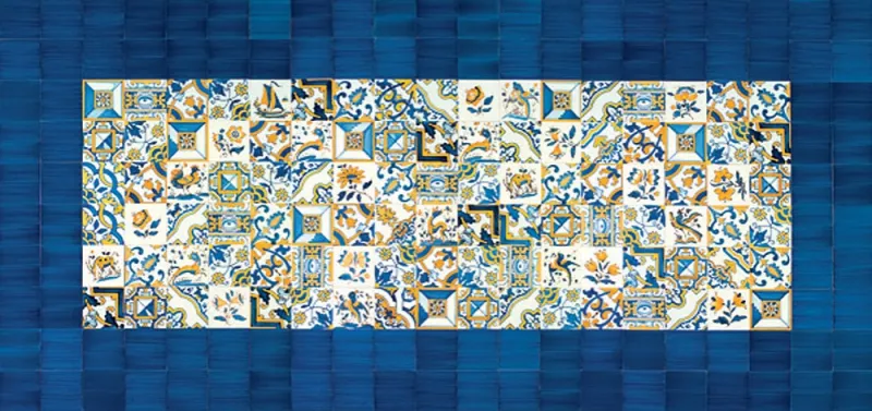 SECULAR Azul, Branco e Amarelo 140X294